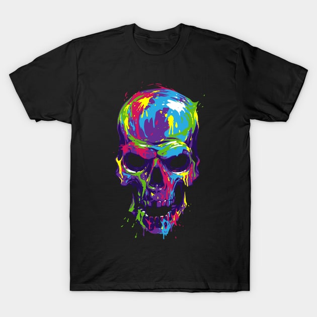 Rainbow Melty Skull T-Shirt by Shawnsonart